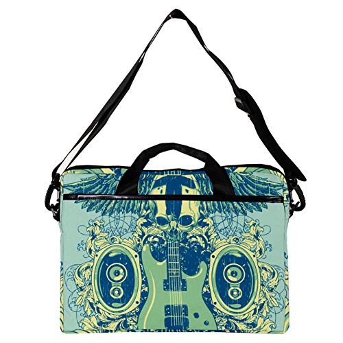 Bolso bandolera para portátil de 14 a 15.4 pulgadas con diseño GuitarspeakersandSkull 2