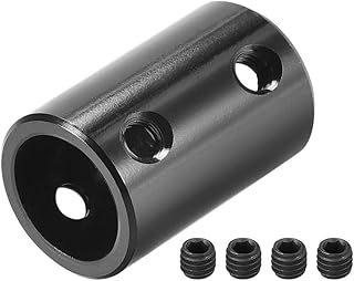 uxcell 10mm to 12mm Bore Rigid Coupling Set Screw L25XD16 Aluminum Alloy,Shaft Coupler Connector,Motor Accessories,Black,2pcs