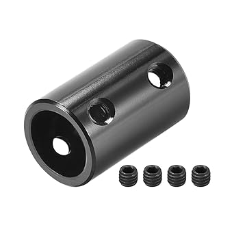 uxcell 12mm to 12mm Bore Rigid Coupling Set Screw L25XD16 Aluminum Alloy,Shaft Coupler Connector,Motor Accessories,Black,2pcs