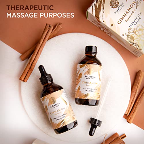 Florona Cinnamon Essential Oil 100% Pure & Natural - 4 Fl Oz, Therapeutic Grade For Hair & Skin Care, Diffuser Aromatherapy, Soap Making, Candle Making #TOP2