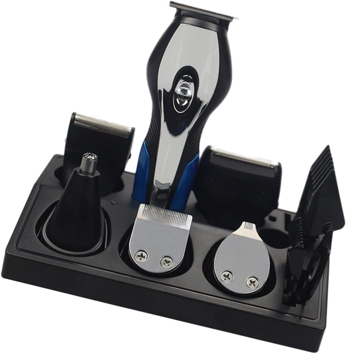 1Pc USB Rechargeable Multi Function Men Trimmer Shaver Set Cutting Shears with Head Compact Design for Nose Ear Hair Black
