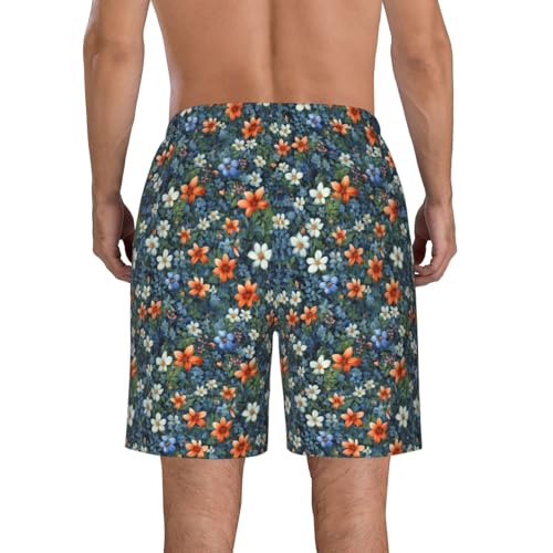 Flowers and Leaves Print Stylish Beach Shorts Swim Trunks Lightweight Breathable Summer Outdoor Activities3