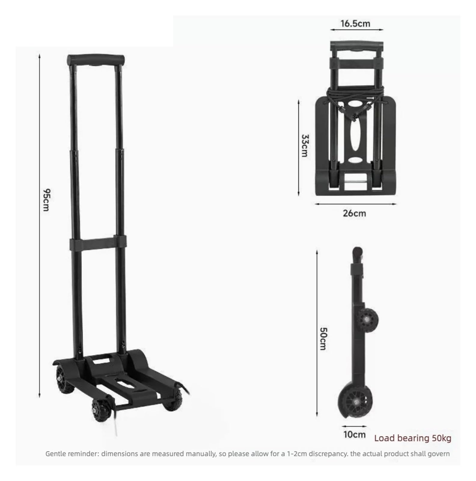 Compatibile con il carrello portatile pieghevole del della spesa ruote silenziose, mercato dei viaggi di campeggio, bagagli(4Wheel 50kg)