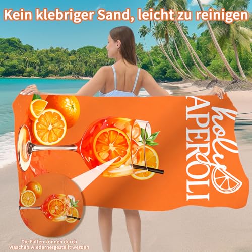 Holy Aperoli Strandtuch 140x70 cm Aperol Spritz Handtuch für Damen Herren Lustiges aperol geschenk für Frauen Männer Sandfest Schnelltrocknend Großes Badetuch für Strand Urlaub Pool Gym Zubehör