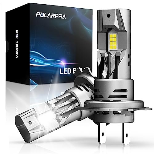 POLARPRA H7 LED Headlight Bulbs - 20,000LM 600% Super Brighter 1:1 Mini Size Plug and Play 6500K White Wireless H7 Led Headlight Bulb High and Low Beam Halogen Replacement Canbus Ready - Pack of 2