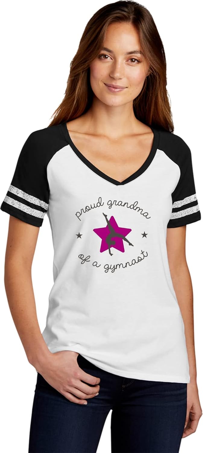 Buy Cool Shirts Gymnastics Proud Grandma of a Gymnast Womens V-Neck T-Shirt