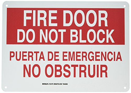 Panneau de sécurité incendie bilingue Brady 124178 rouge et blanc 25x35 cm