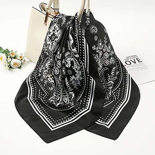 Vanlinker Vintage Bandanas Square Multi-Purpose Scarfs For Men Women Silk Like Scarf Neckerchief Protective Coverage Vl9549 Black #TOP3
