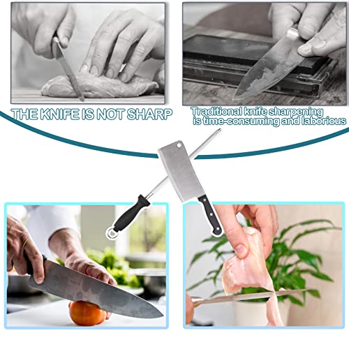 Foto von FlyWave Wetzstahl, Wetzstab Verchromt, Professional Messerschärfer Stab, Schleifstab Geeignet für Viele Arten Von Messern, Mit Bequemem Griff |Schwarz