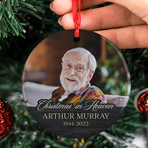 Christmas In Heaven, Memorial Christmas Ornament Personalized With Photo - Name & Date - Upload Photo & Picture - 9 Designs, Memorial Ornaments Loss Of Loved Ones #TOP13