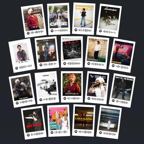 Image of Diljit Dosanjh Posters (Set of 18) Songs Mini Poster Kit | G.O.A.T, Born to Shine, Do You Know posters Size (8 x 6 cm) Phone Accessories, Bedroom, Office, room decoration (Diljit Dosanjh) (C 064)