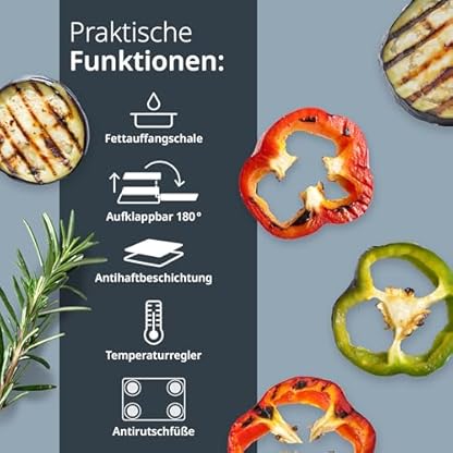 ADE Kontaktgrill 2.000 Watt | Elektrogrill für Balkon | antihaftbeschichteter Sandwichmaker 3 in 1 | Paninitoaster & Tischgrill elektrisch 180° aufklappbar | für Sandwiches, Steaks, Gemüse, Panini – Bild 3