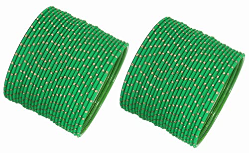 Image of NMII Glossy Metal Bangle Set for Women & Girls on Wedding (Green-2.6)