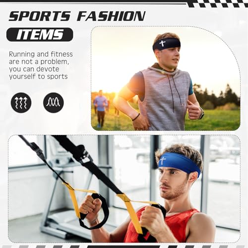 Image of 18 Pcs Sports Sweatbands for Men Women Camo Headbands Workout Non Slip Headbands Breathable Head Band Fitness Stretchy Unisex Hairband for Yoga Running Cycling Ball