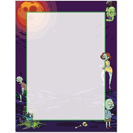 Spooky Graveyard Halloween Letterhead Paper - 100 Sheets For Printer