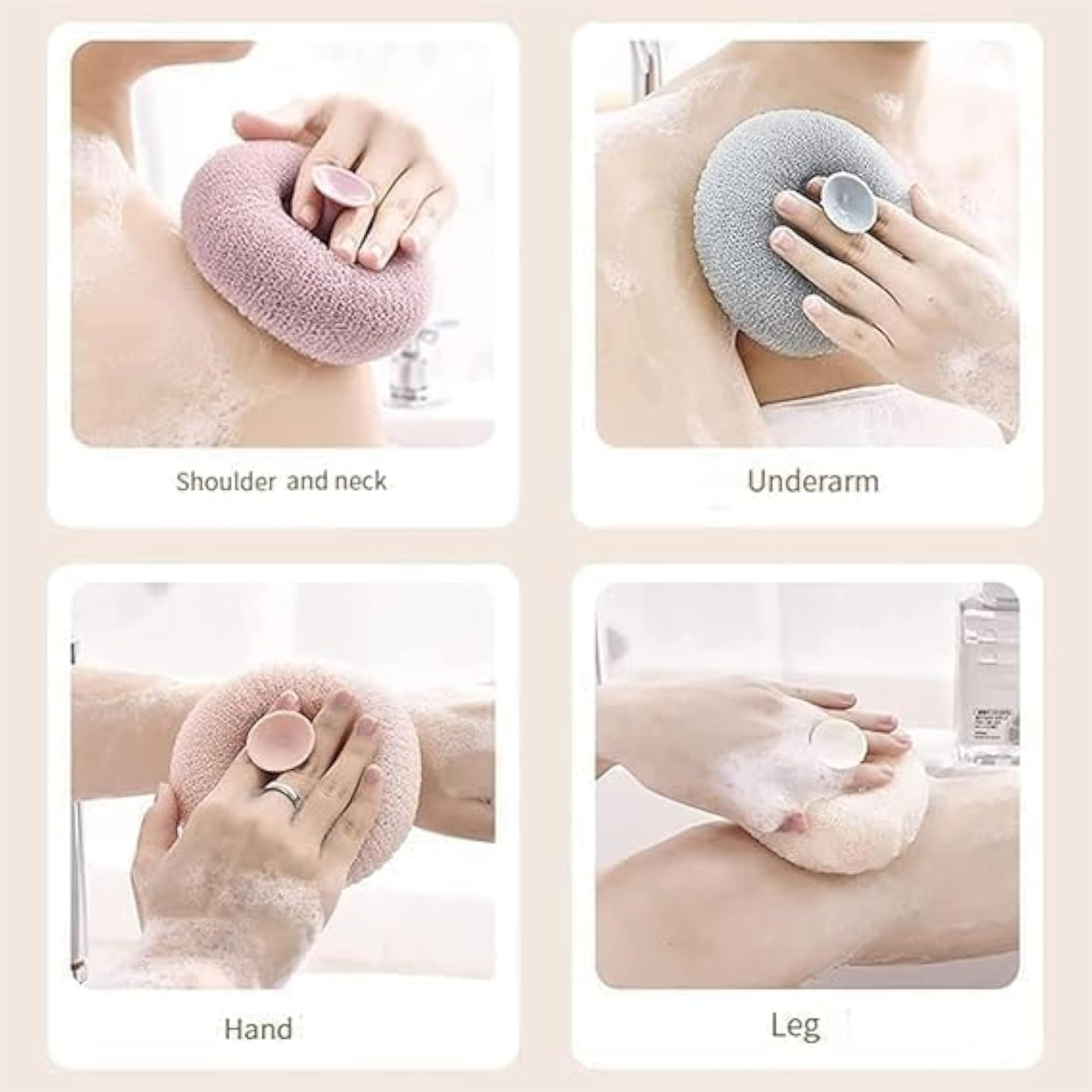 Exfoliating Bath Sponge Cleaning Brush with Suction Cup