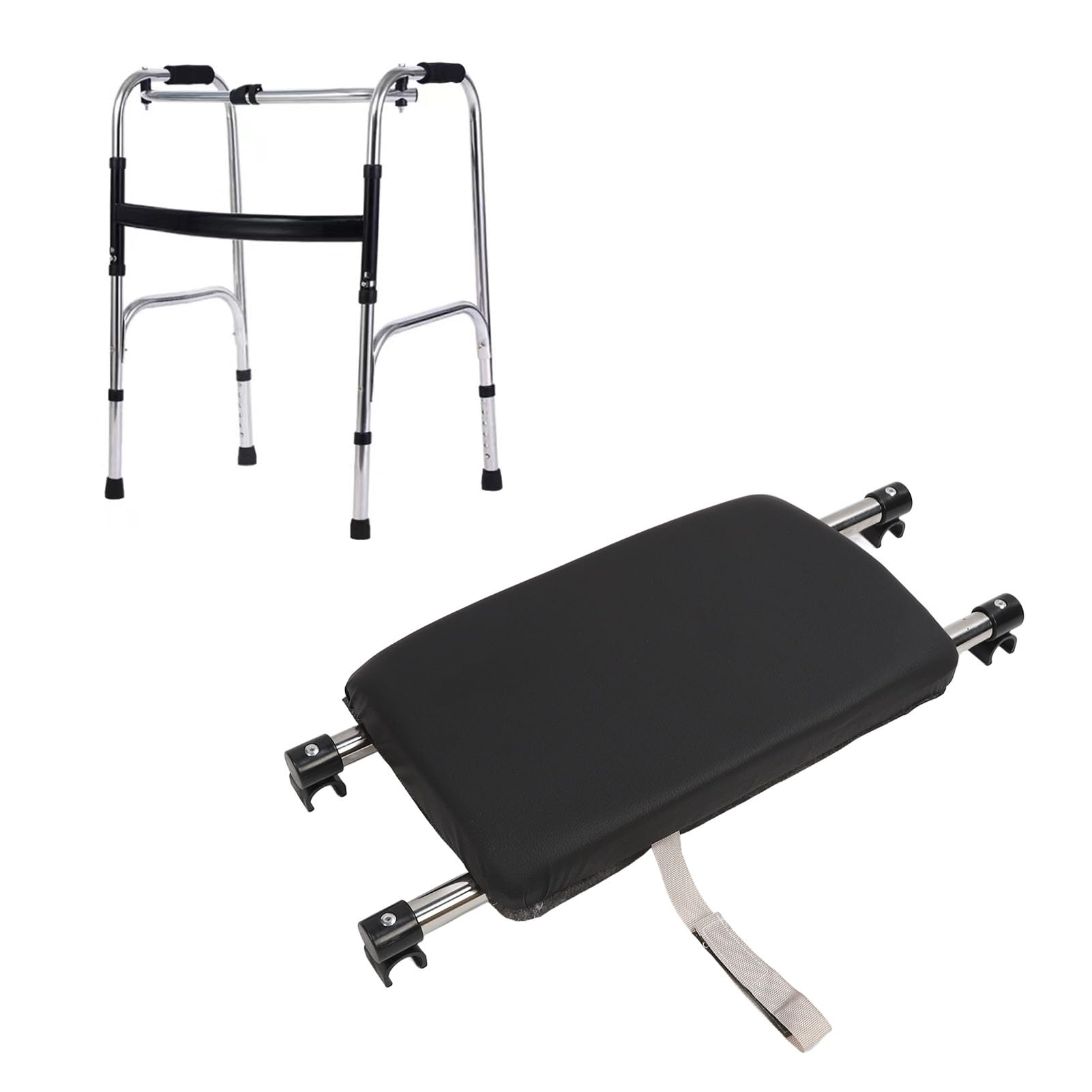 Seat for Rollator, Walker Rest Seat Strong Load Bearing Firm Fixing Folding Walker Attachable Seat for Handicapped Attachable Seat Folding Walker, Easy Installation