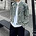 FUNRKLI Retro Stand Up Collar Zipper Jacket Mens Denim Outerwear Cotton Blend Casual Long Sleeve Fashion Blue X-Large