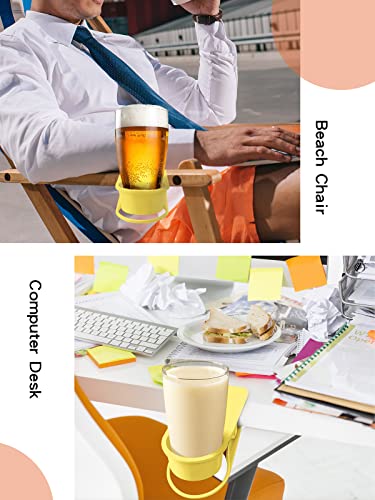 Kalolary Drinking Cup Holder Clip- Chair And Table Bottle Cup Stand The Diy Glass Clamp Storage Saucer Clip Water Coffee Mug Holder Saucer Clip Design For Home & Office, Yellow #TOP5