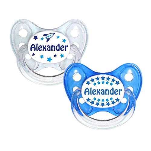 ® Silikon Schnuller 2er Set inkl. 2 Schutzkappen - Nuckel Größe 2-6 -14 Monate - zahnfreundlich & kiefergerecht - Beruhigungssauger für Babys