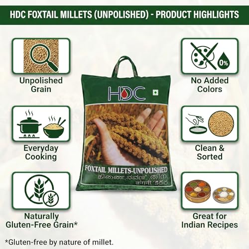 Image of HDC Siridhanya unpolished positive Foxtail millet naturally grown without chemicals and pesticides origin from Andhra Pradesh (Net quantity 4700g)