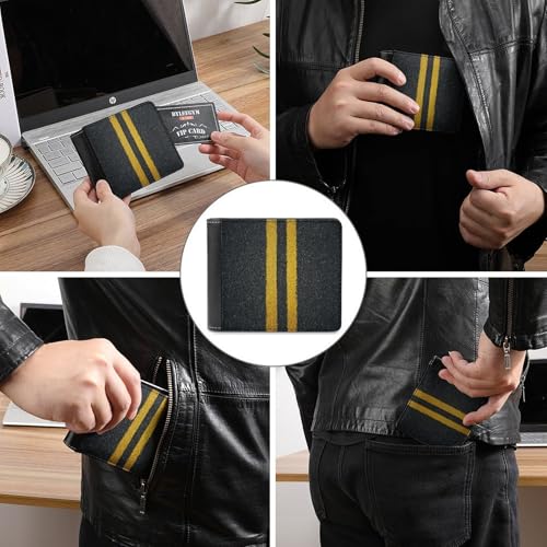 Asphalt with Yellow Lines Soft PU Leather Bifold Wallet, Coin Purse Credit Pass Case, Durable Card-Holder Slim Billfold for Men Woman Money Storage 6