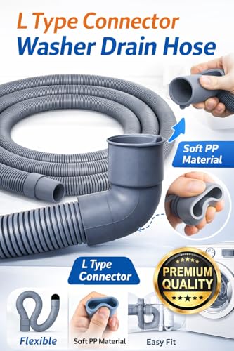 Image of Sanavya LG Fully-Automatic Washing Machine Drain Pipe 3 METERS, Washing Machine Pipe Outlet,No Leak, Universal Compatible Drain Pipe, Grey (Pack of 1)