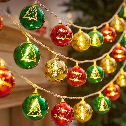 ENLACE Weihnachts Lichterkette, 1,5M 10 LED Weihnachtskugeln...