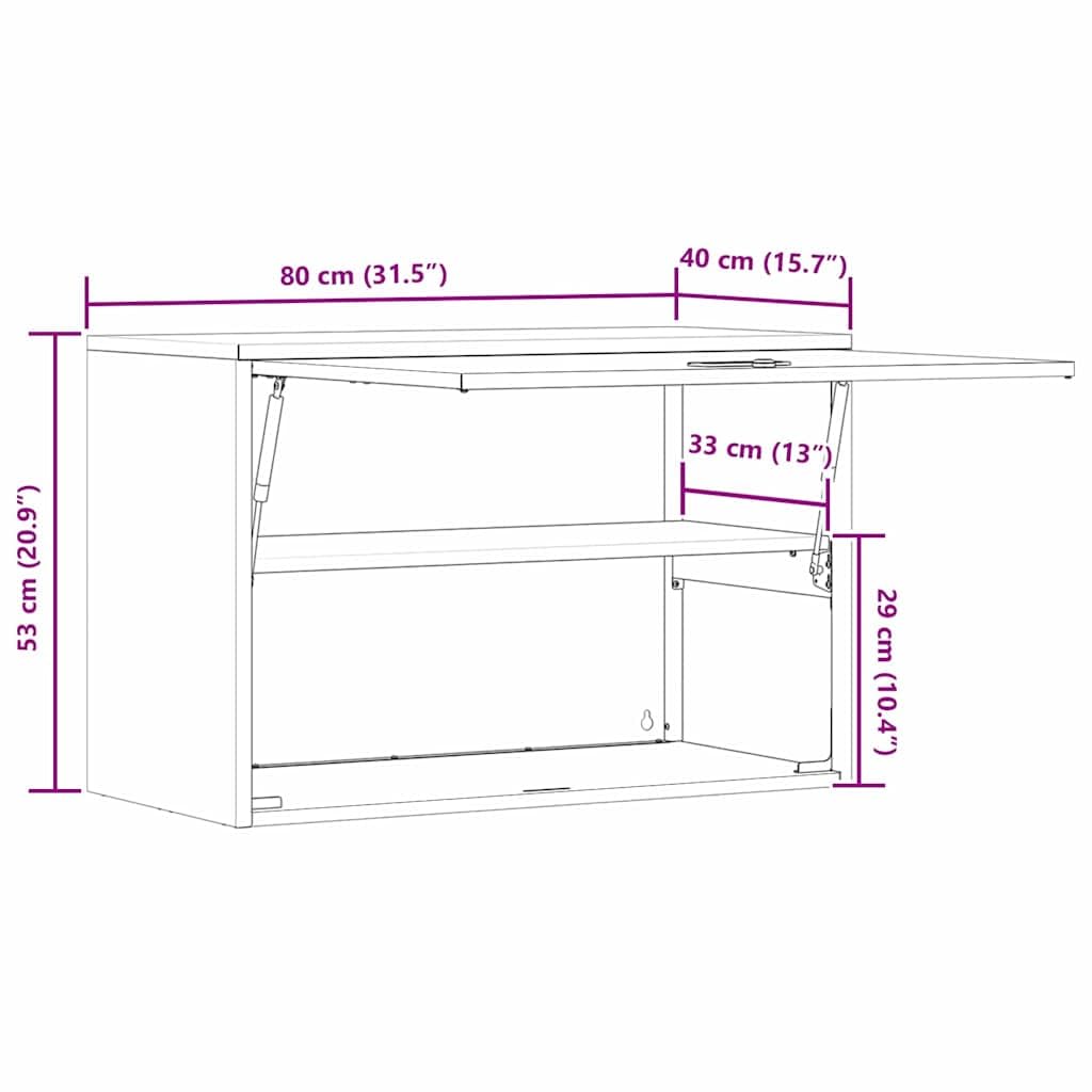 Armario de pared para garaje con puerta de elevación a gas de acero recubierto de polvo blanco, 40 x 80 x 53 cm, con cerradura para colgar en la pared, con espacio de almacenamiento y