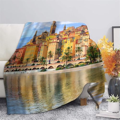 Couverture microfibre 150x200cm coastal town jeté de canapé imprimé 3D - 5
