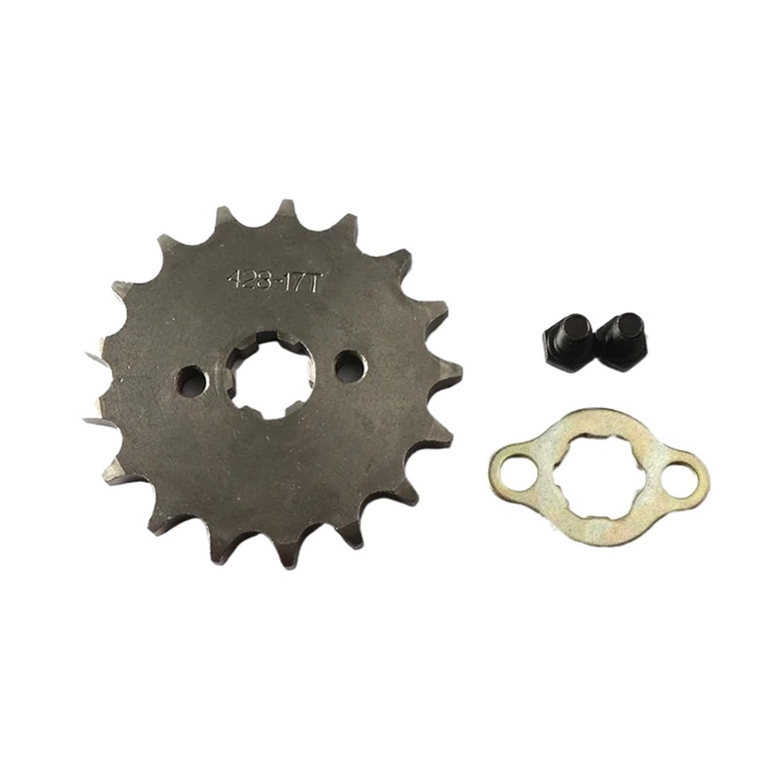 EJUOYO Chain Sprocket 428# 10T 11T 12T 13T 14T 15T 16T 17T 18T 19T Teeth 17mm 20mm Chain Sprocket With Retainer Plate Lock(17T-17mm)