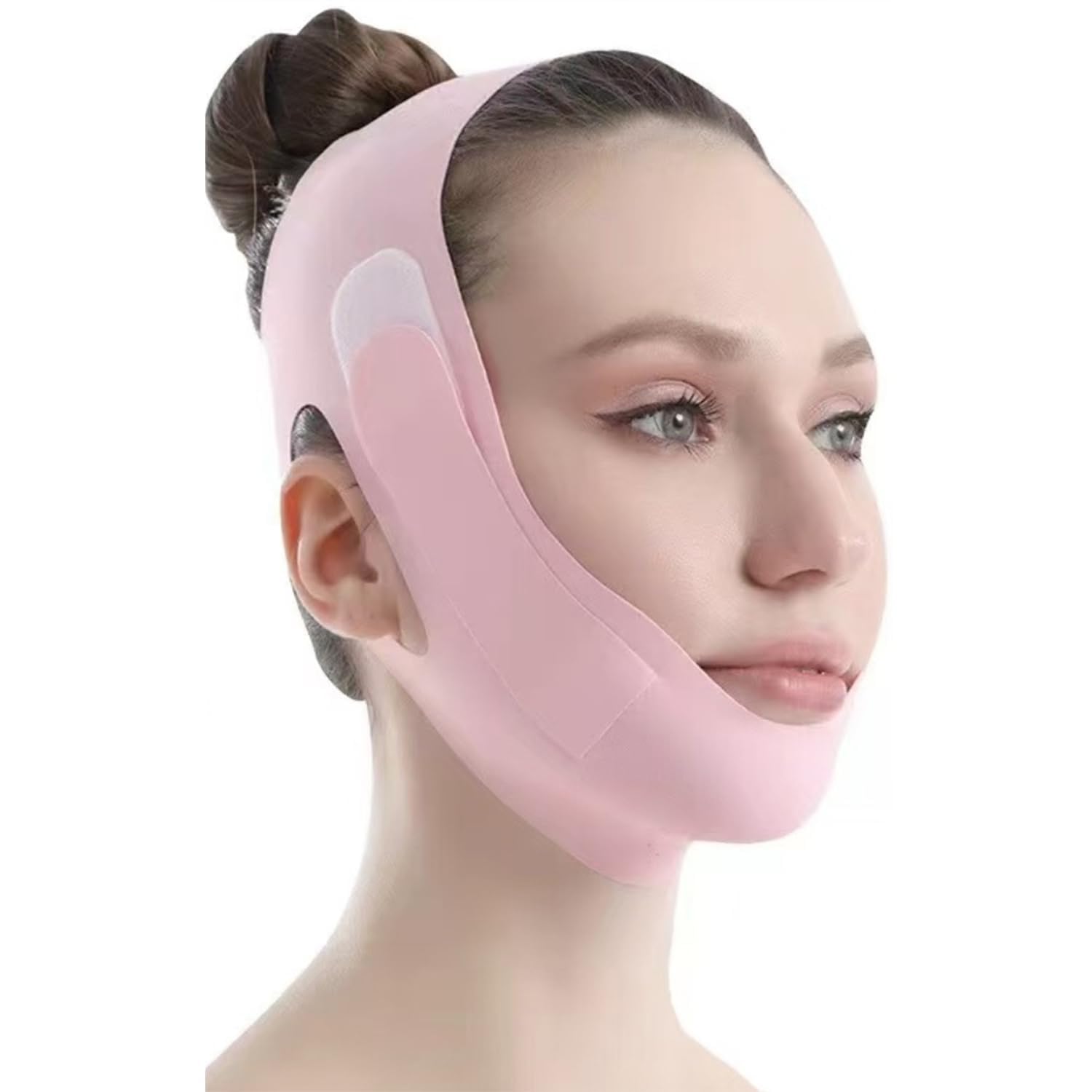 1 fascia dimagrante del viso, maschera regolabile a V Line lifting & doppio mento riduttore per adulti (tessuto)