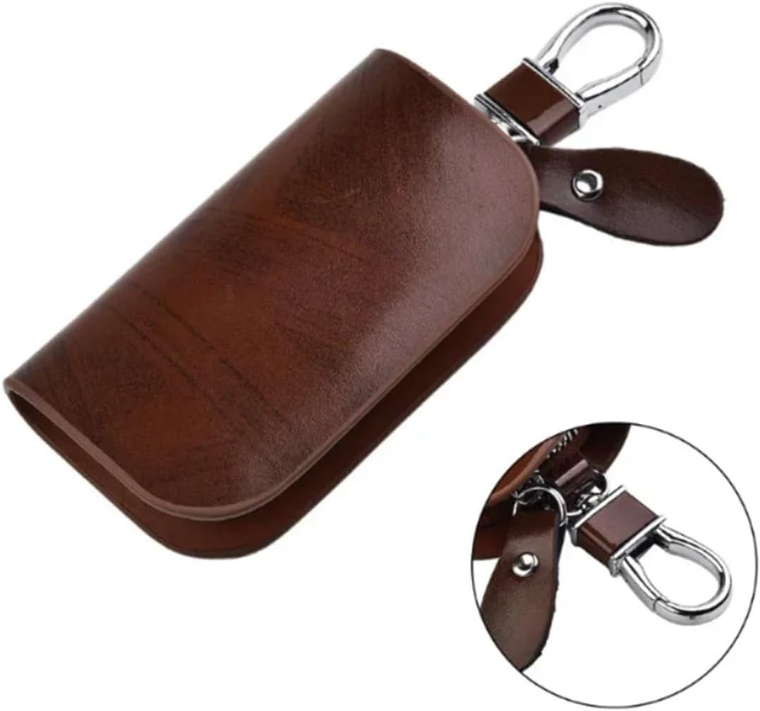 Black/Brown Car Key Case Remote Leather Housing Anti Scratch Cover Bag Pouch Key Protector Auto Accessories(Black)