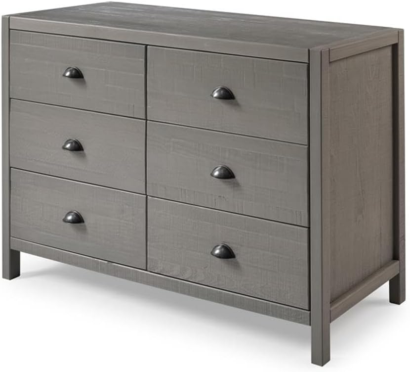 Camaflexi Hampton Six Drawer Dresser/Constructed of Solid Wood/Driftwood Finish