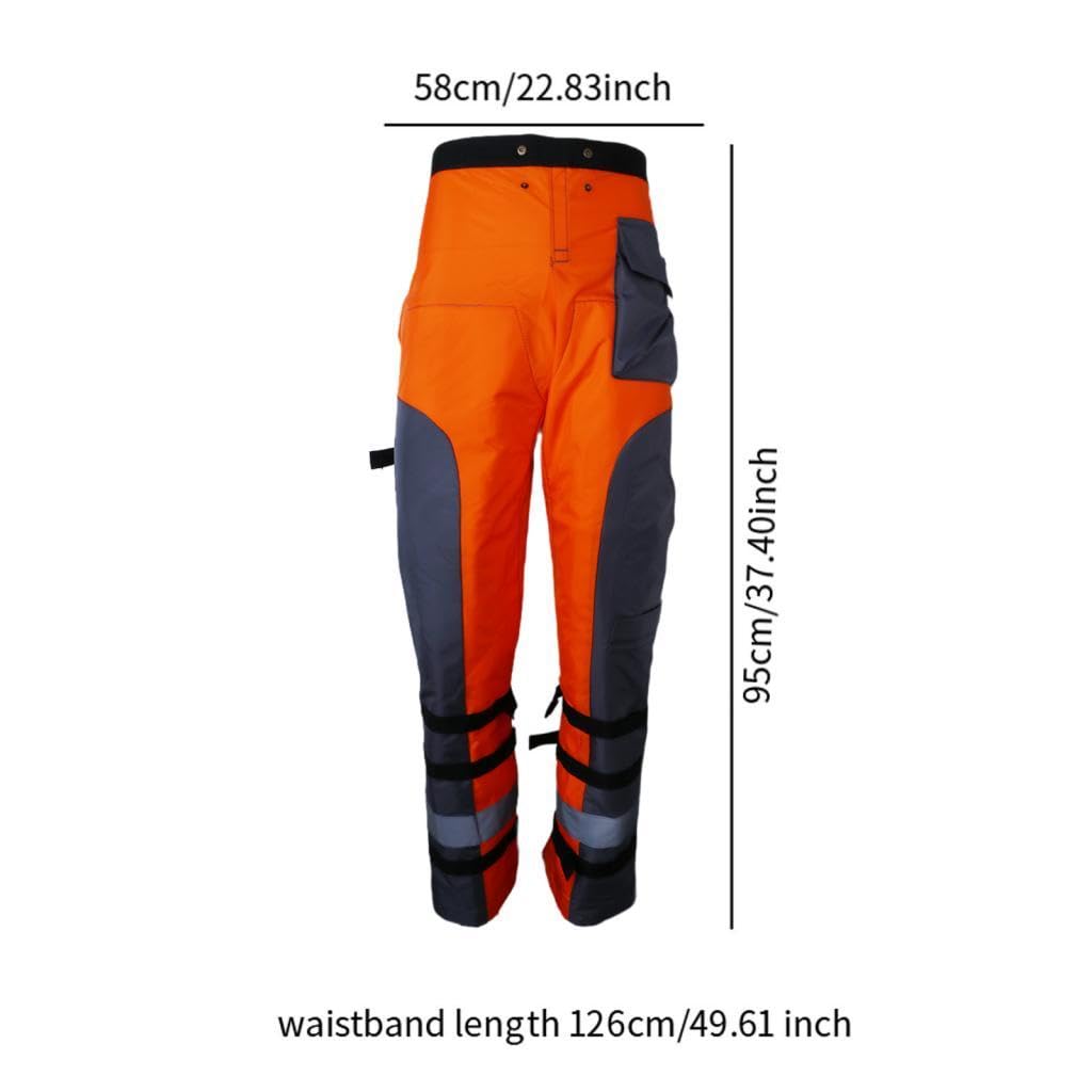 Pantaloni Antitaglio per Motosega, Arancioni, con Vita Regolabile, Equipaggiamento di Multifunzionale a 9 Strati per Motosega, M