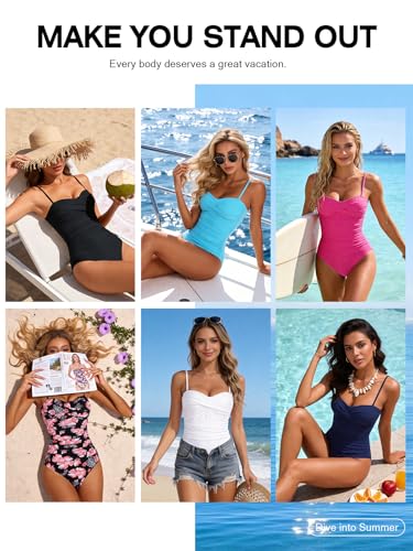 Image of RELLECIGA Women's Twist Front Shirred One Piece Swimsuit