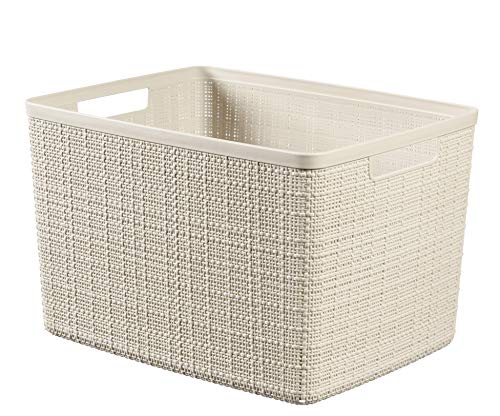 CURVER Juliet Cesta Jute 100% plástico Reciclado Rectangular, Blanco Roto, L: 20 L