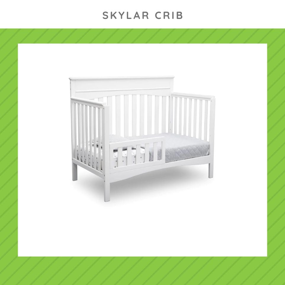 Image of Toddler Bed Safety Guard Rail Compatible with Delta Children Convertible Cribs - Solid Wood Rail for Convertible Crib to Toddler Bed Conversion - Safety Guard Rail (Bianca White - 130, #0094)