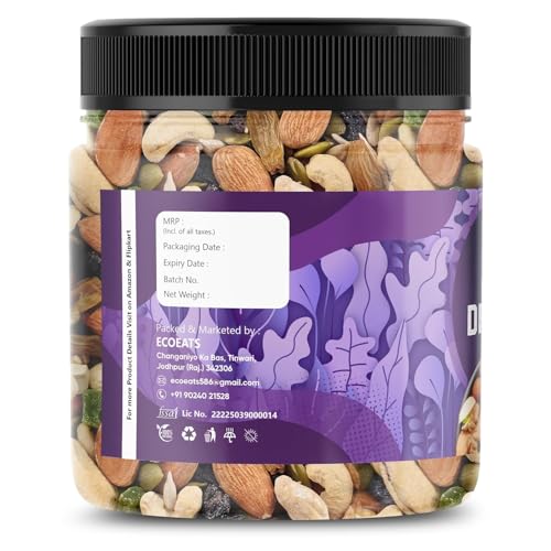 Image of Ecoeats Premium Dry Fruits Mix | Healthy Mixed Nuts Contains Almonds, Cashews, Pistachios, Apricot, Black Raisin, Kiwi | 900g