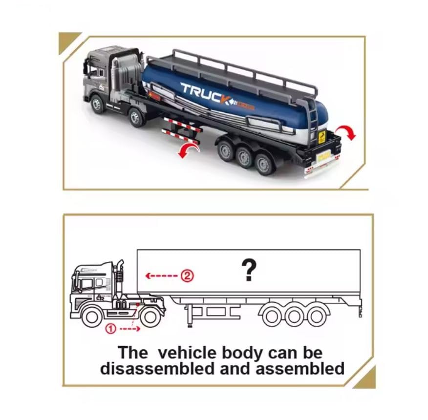 Image of Metal Die-Cast Oil &Water Tanker Transport Truck Toy for Kids Boys Friction Powered Watering Cart Truck Semi Container Trailer Toy Pull Back Vehicle (Multicolor, Pack of 1)