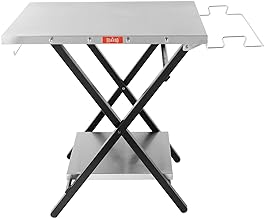 Outdoor Grill Table, Foldable Pizza Oven Stand & Griddle Stand with Garage Rack & Tissue Holder, Folding Outdoor Prep Table for Gathering and Party, 30