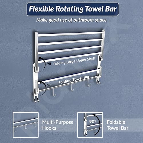 Image of Plantex Towel Rack for Bathroom /Stainless Steel Towel Bar /18 Inch Towel Holder with Towel Rod /Bathroom Accessories - Pack of 2 (Chrome)