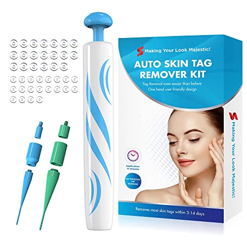 Kelinul 2 in 1 Skin Tag Remover - Auto Skin Tag Remover Pen with 40 Micro and Regular Skin Tag Bands, User-Friendly, Safe and Painless Remove Small to Large (2mm-8mm) Sized Skin Tags