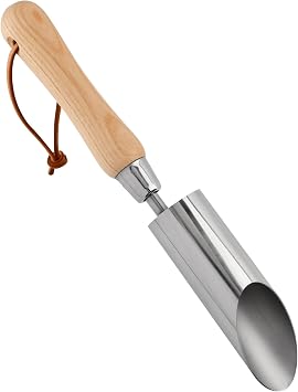 Small Bulb Planter Tool, Bulb Planter for Breaking Through Soil, Stainless Steel Bulbs Planters Tool, Small Bulbs Digger with Comfortable Wood Handle/Sharp EdgeColorSilver