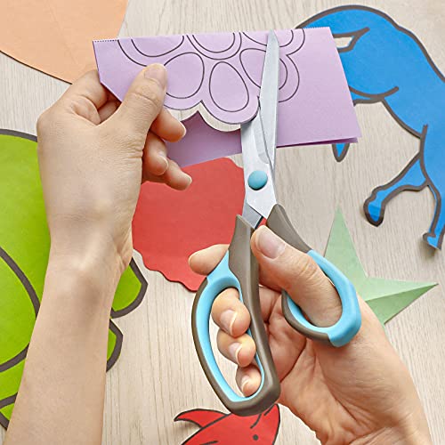 Asdirne Schere, Schere Papier mit Scharfen Edelstahlklingen und Weichen Griffen, Geeignet zum Schneiden von Papier, Pappe, Stoff, etc., Blau/Grau - Image 7