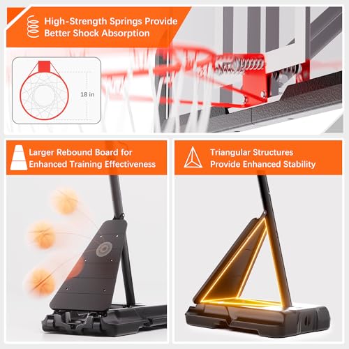 Image of Feelwin Portable Basketball Hoop for Backyard Driveway, Adjustable Outdoor Basketball Goal with Stable Base and Shatterproof Backboard for Youth and Adults