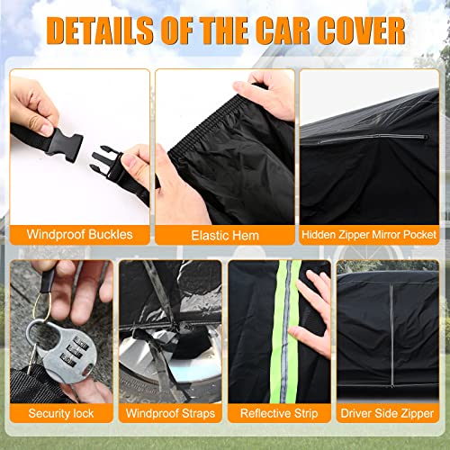 Image of Waterproof Car Cover Compatible with Chevrolet Monte Carlo LS /SS 1978-1988, 210T All Weather Classic Car Covers with Zipper Door & Lock for Snow Rain Protection