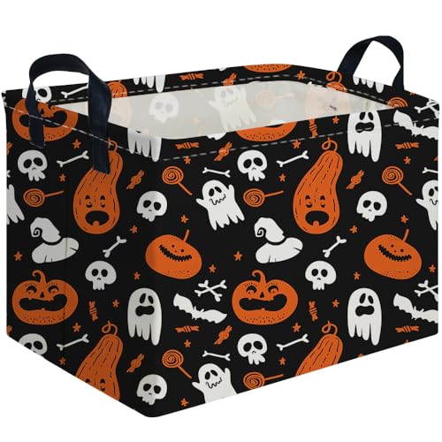 Image of Halloween Ghost thriller basket,Empty Halloween basket,Horror and thriller decor,Trick or Treat Box for Boys and Girls,Horror decor(Cute pumpkin)