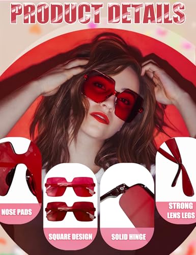Oversized Big Square Sunglasses, Colorful Fun Rimless Glasses, Neon Party Rectangle Sunglasses for Women Men 7