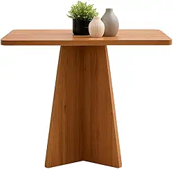 Mesa Quadrada de Madeira Maciça 80x80 Freijó -Base Central Moderna e Design Sofisticado - Jantar, Cozinha